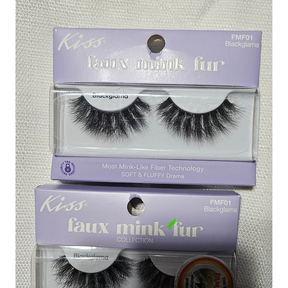 Kiss Faux Mink Fur False Eyelashes Blackglama Golden Pearl Pearl Beige lot of 8 - Picture 3 of 12